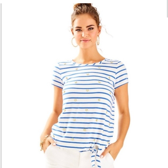 LOFT Tops - Lilly Pulitzer Blue and White Striped Tee size M NWOT